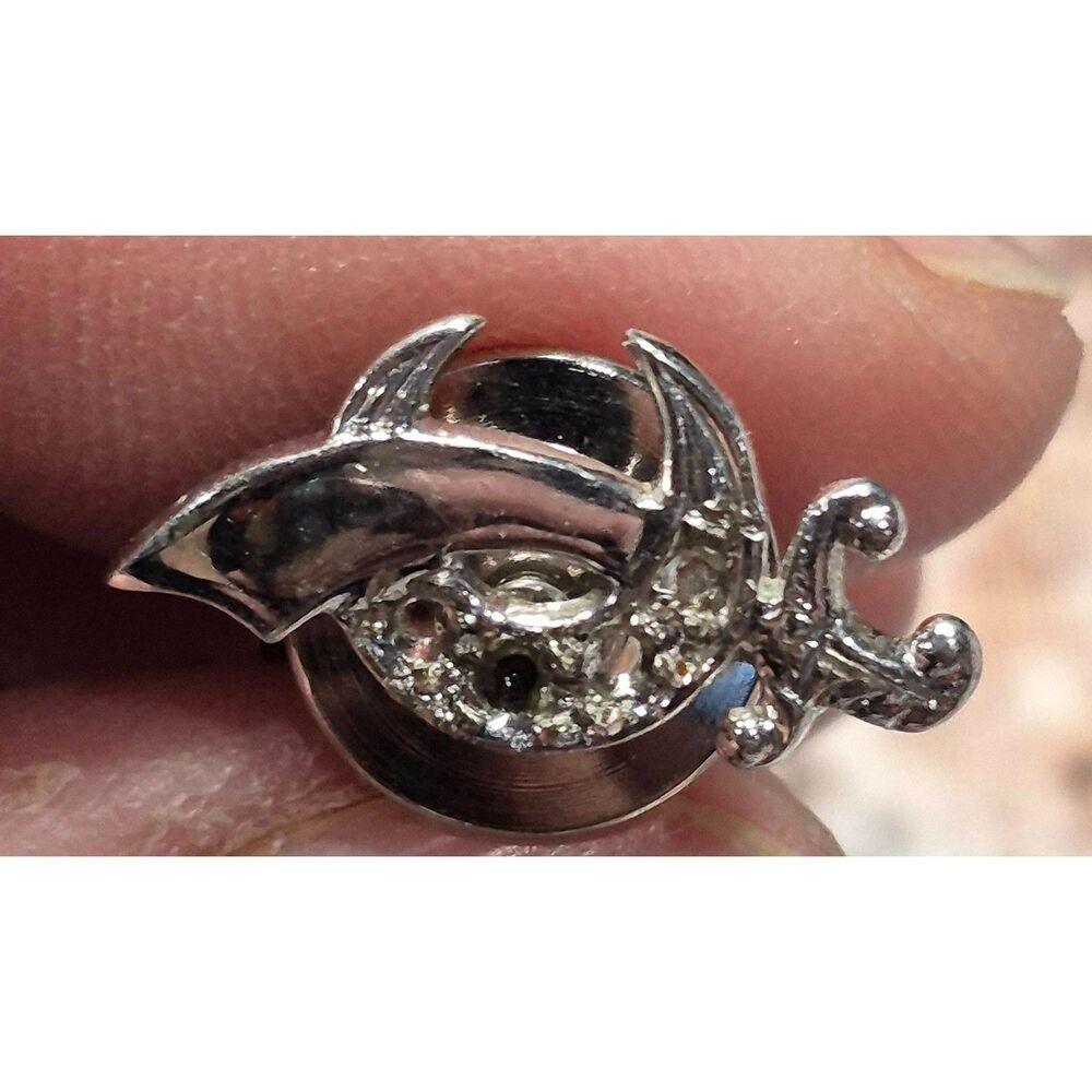Vintge Mason Shriner Scimitar Tie Tack Pin Silver Tone Collectible Fraternal EUC